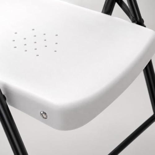 Image of Folding Metal Chair for Home & Office | Heavy Duty Iron Frame | Nylon Seat & Backrest | Space Saving Foldable Chair for Study Room, Kitchen, Balcony & Restaurant | (Plastic White)