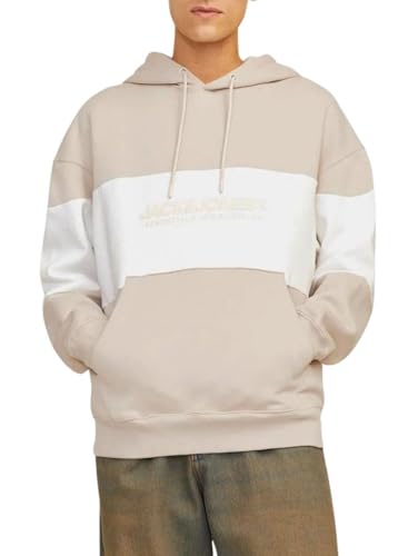 JACK & JONES Jjelegacy Blocking Sudadera con Capucha Noos, Moonbeam/Detalle: Bloqueo, L para Hombre