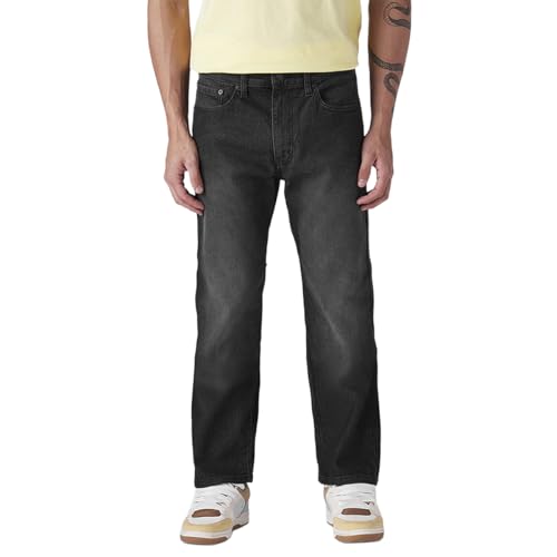 Image of Levi's Men's 505 Black Straight Fit Mid-Rise Jeans