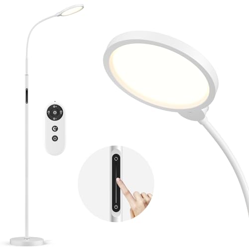 anyts Stehlampe LED Dimmbar Stehlampe Wohnzimmer mit flexiblem Schwanenhals Stehleuchte für Schlafzimmer, Büro, Lesen