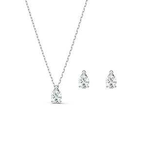 Swarovski Parure Attract, Taille Poire, Blanc, Métal Rhodié