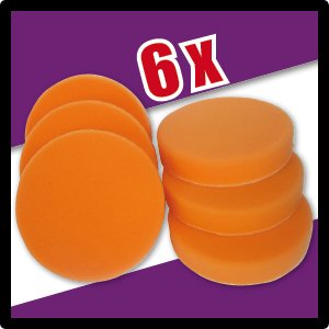 6 x Esponja De Pulido Medium en naranja 180 mm (Velcro) para la perfecta barniz de trabajo/de coche Tratamiento