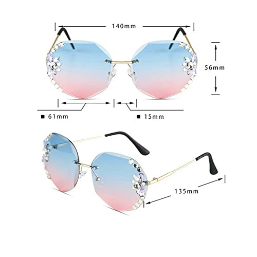 COTIA 2022 Women Rimless Diamond Sunglasses Oversized Frameless Crystal Rhinestone Cutting Sunglasses for Beach Summer4