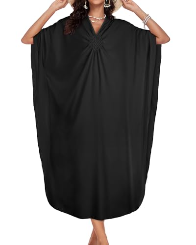 Image of Kaftan Dresses for Women V Neck Caftans Batwing Sleeve Beach Cover Ups | JILUVIN Plus Size Long Floral Print Dress, Loose Fit Maxi Casual Moomoo, Lounge House Mumu Nightgown Summer Vocation 2026