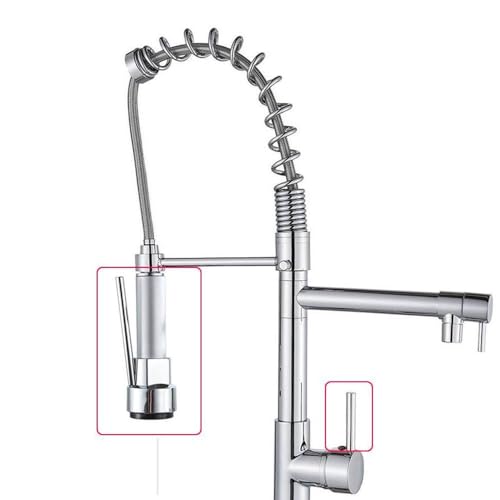 Mitigeur de cuisine à ressort en chrome poli avec bec gris extractible