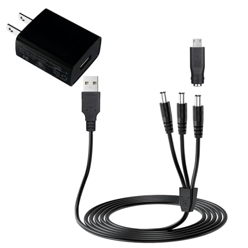 Triple Lead Charger for Mini Educator 300 400 ET-300 ET-400 Dog Training Collars, Compatible with RX and FOB Training Collars E Collar, Enhanced Replacement Power Supply Adapter Cord Round Ports