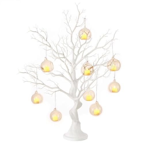 33 Inch White Easter Tree Centerpiece - Spring Wedding Table Decor with Manzanita Branches for Easter, Birthdays, Baby Showers, Valentine's Day | Reusable Holiday Display with Easy Assembly
