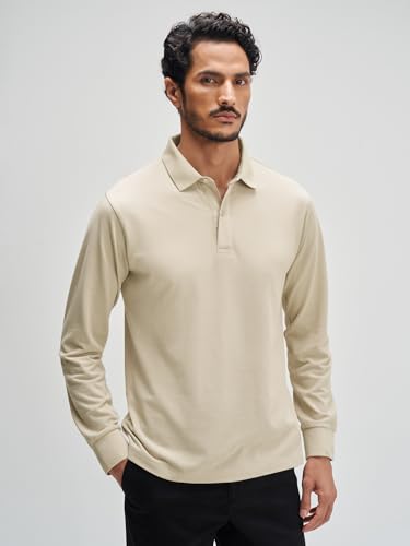 Image of XYXX Men's Solid Cotton Polo T-Shirt | Polo Neck Tshirts | Full Sleeves | Solid-Regular Fit