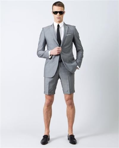 Wangyue Shorts Suits for Men 2 Piece Slim Fit Two Button Men Shorts Suit Set Casual Prom Summer Beach Wedding4