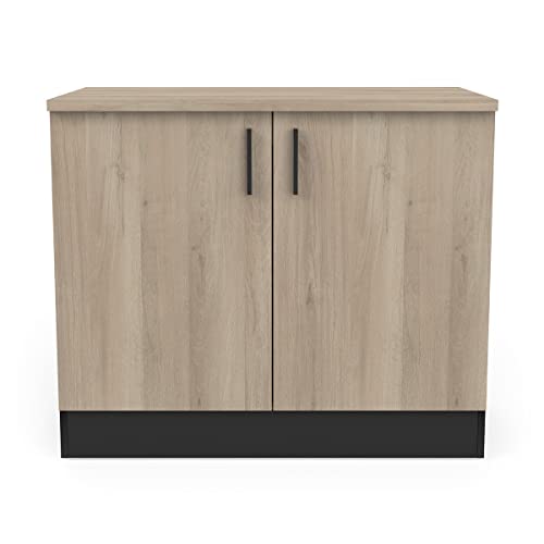 Meuble Bas Cuisine avec Plan de Travail et 2 Portes - Origan - Fabriqué en France - Garantie 2 Ans – 85 x 100 x 60 cm