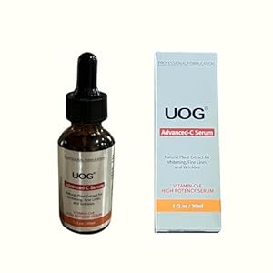 UOG Vitamin C + E Serum – Helps Brighten Skin Tone, Silky Skin and Reduces Fine Lines & Wrinkles – Suitable for Sensitive Skin. 1 Fl oz