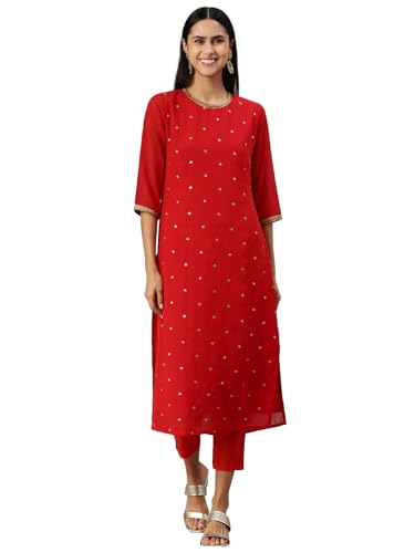 Image of Hritika Red Faux Georgette Sequin Pattern (HRKB0070RED XXL)