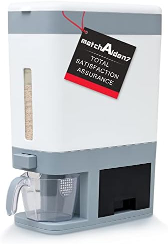 MATCHAIDEN7 26.5Lbs Airtight Rice Dispenser with Measuring Cup: Extra Large Rice Storage Container with Fresh Box and Side Storage Box, Perfect to Hold 25 Pounds of Rice
