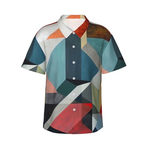 Chemise hawaïenne géométrique homme décontractée pour l'été