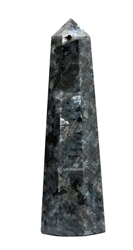 Image of Crystal Heaven Larvikite Crystal Tower Obelisk Point For Chakra, Healing And Balancing - Aaa Grade Original Certified Gemstone Agate For Reiki Meditation Yoga Spiritual (3-4 Inches)