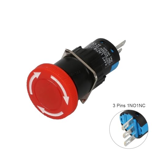 Interrupteur bouton arrêt d'urgence 16mm réinitialisation rotative - 2