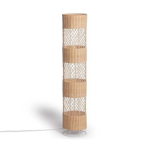 LEDKIA LIGHTING Lámpara de Pie Ratán Rubra | Compatible con Bombillas E27 Diseño Chic y Natural Ideal