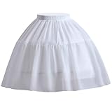 Bellyrich Lolita Petticoat With 2 Hoops - Short Japanese Cosplay Crionline Underskirt for Women and Girls - White