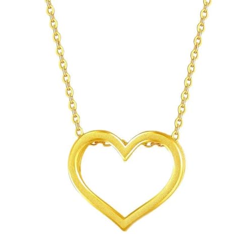 Collier en Or 24 carats femme avec pendentif cœur chaîne 45cm bijoux de fête