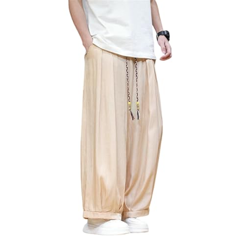 Pantalon long homme style chinois en lin mince et lâche pour l'été