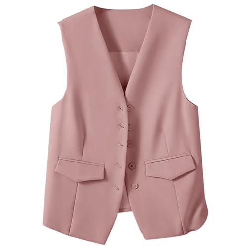 Chaleco de botones para mujer con cuello en V que estiliza tu silueta profesional a diario 1