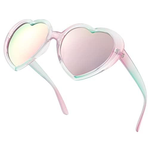 Image of Polarized Heart Shaped Sunglasses for Women Girls Retro Oversized Sun Glasses Red Heart Glasses Cute Eyewear