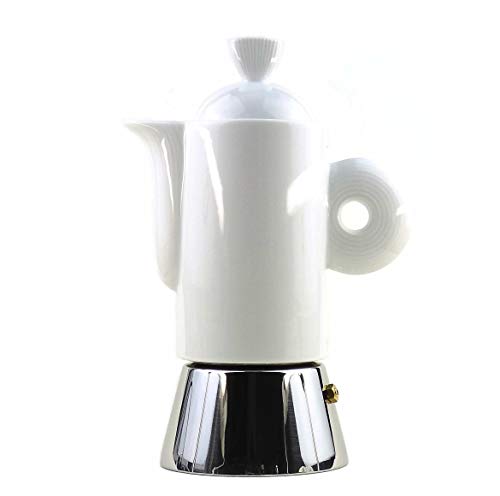 Moka Consorten Italienischer Espressokocher »Darling« aus Edelstahl, weißem Porzellan & Alu-Trichter (105 ml) / Made in Italy/Nicht für Induktion geeignet Cover