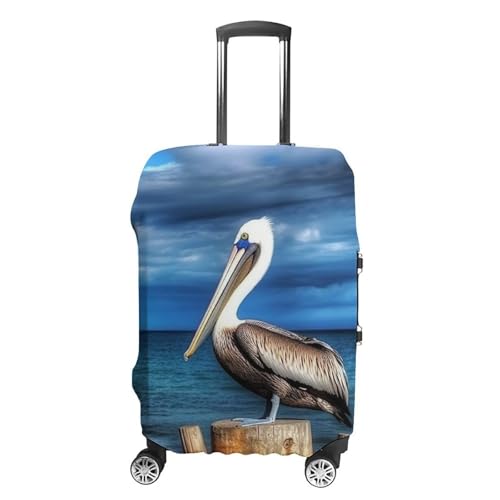 Pelican Bird Blue Sea Sky Luggage Cover Personalization Suitcase Covers Protector Elastic Washable Baggage Cover Anti-Scratch For Traveling, Aircraft Consignment XL