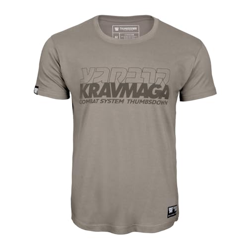 THUMBSDOWN Krav MAGA - Camiseta de algodón para hombre (talla S), beige, S