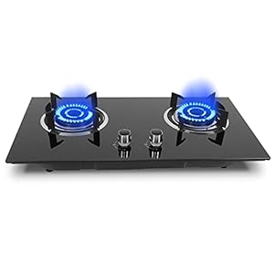 Built-in Gas Cooker, 2 Burners Gas Hob Cooker, Black Liquefied Cooker Kitchen Accessories Cooking Appliance Kitchen Utensils, 73x41x14cm