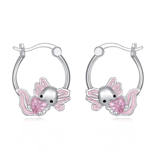 Hypoallergenic Axolotl/Butterfly Hoop Earrings for Women 925 Sterling Silver Animal Huggie Hoop Earrings Jewelry Gift for Sensitive Ears