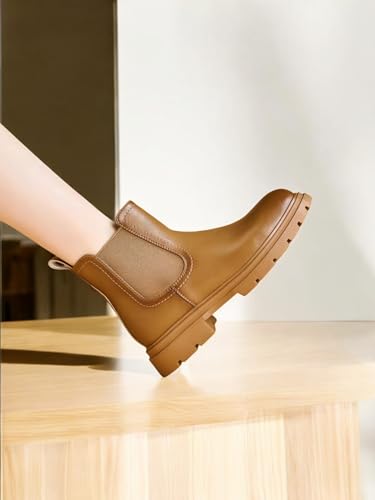 Girls' toddler shoes, fashion style snow boots, soft sole, leather children ankle boots (brown, US Footwear Size System, Little Kid, Numeric, Medium, 1)2