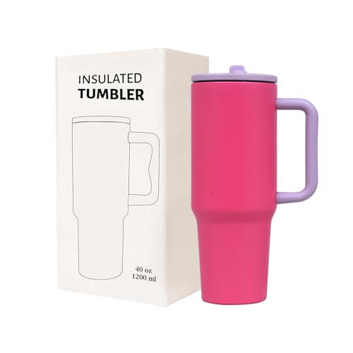 Image of Stainless Steel 1200 ml Vacuum Tumbler with Lid & Straw - Double‑Wall Insulated Cup for Travel, Gym & Office - Keeps Beverages Hot or Cold - 1.2 L Capacity (Pink Dahlia)