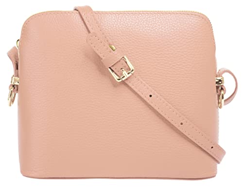 Cluty Umhängetasche echt Leder Damen | Made in Italy, Smartphonefach, Handtasche aus Leder, Crossbody Bag mit Reißverschluss, kleine Schultertasche | 021219