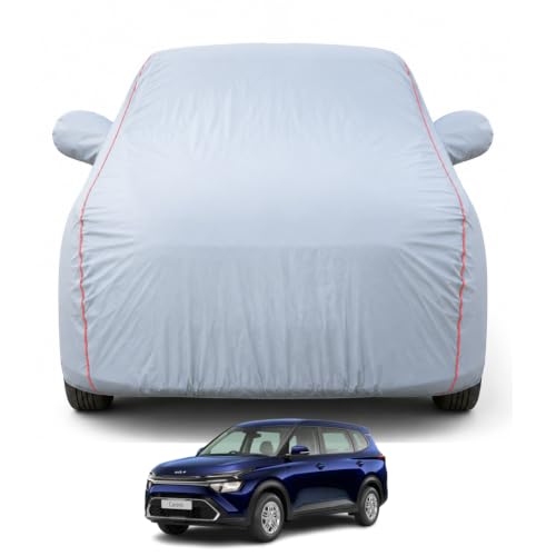 Image of Premium Car Cover for Kia Carens 2022-2026 Models | Waterproof, UV & Dust Protection | Mirror & Antenna Pocket | Triple Stitched, Soft Inner Lining, Belt & Buckle (Dark Grey)