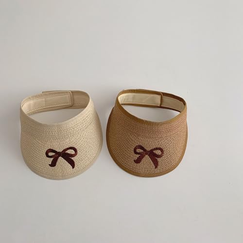 Sun Hats, Kids Wide Brims Empty Top Hat Hats Adjust Head Size Sun Hats with Embroidery Bowknot for Camping4