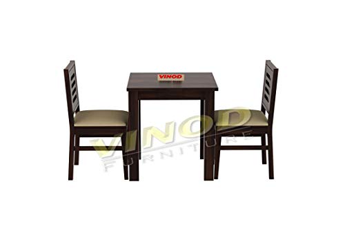 Image of Solid Sheesham Wood 2 Seater Dining Table Set with 2 Chair for Dining Room| Dining Chairs Set of 2 Living Room|Furniture Teak Wood Dining Table 2 Seater (Walnut Finish)