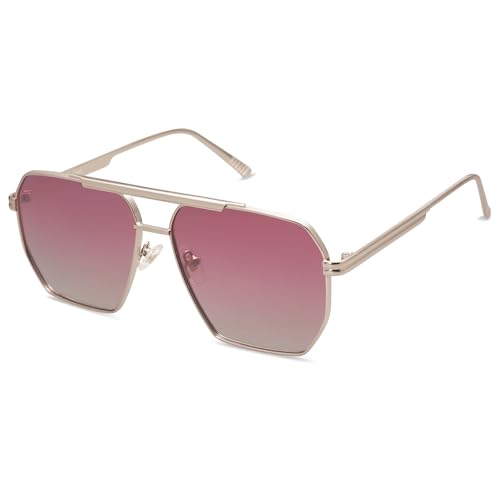 Image of SOJOS Retro Oversized Square Polarized Sunglasses for Women Men Vintage Shades Classic Large Metal Sun Glasses