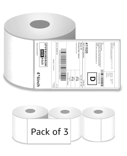 Image of SEZNIK Thermal Printer 4x6 Inch Label Paper (100x150mm) | 1200 Labels | Shipping, Parcel, Barcode & Address Labels | Waterproof, Oil & Scratch Resistant Label Roll | BPA Free | Perforated (Pack of 3)