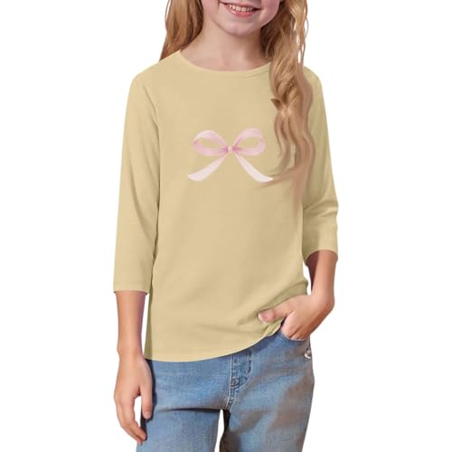 Teens Girls Tops 3/4 Sleeve Spring Tshirt Cute Crewneck Going Out Clothes Flowy Floral Print 3/4 Sleeve Outfits Casual3