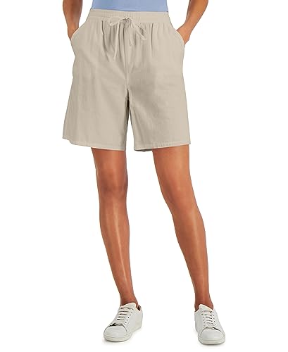 Karen Scott Gemma Cotton Drawstring Bermuda Shorts...