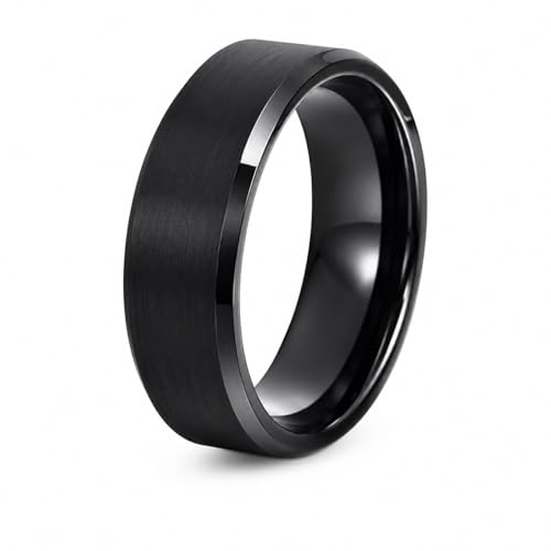 Image of VIEN Rings for Men Trendy 316L Stainless Steel Black Band Ring for Men and Boys