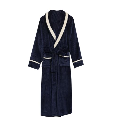 TAIAOJING His and Hers Robes Flannel Long Length Matching Robes for Couples Warm Thickened Bathrobe Plus Size Shower Robe4