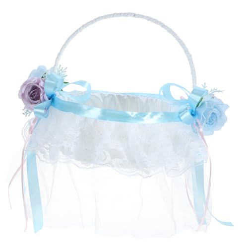 Lace Wedding Flower Girl Basket for Petal Scatter Lightweight Indoor Outdoor Ceremony Decoration Charming Bridal Flower Basket for Festive Celebrations