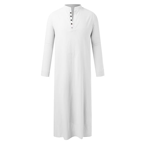 Zanisouta Caftan à manches longues pour homme - Vêtements de prière pour homme - Vêtements arabes Djellaba - Robe musulmane ethnique - Robe maxi orientale...