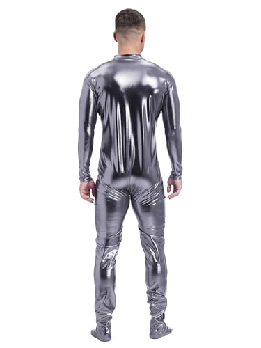 Men Metallic Bodysuit Zentai Without Hood Adult Shiny One Piece Spandex Body Suit Jumpsuits3