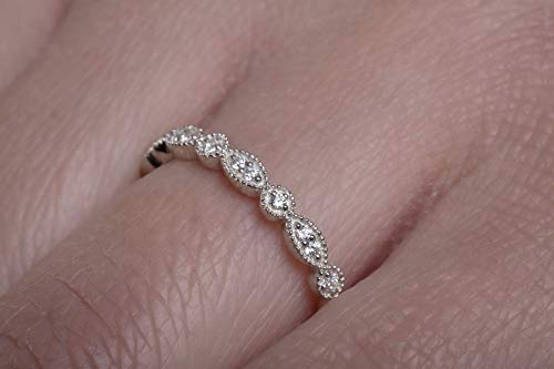 Elegant Jewel Box Women Diamond Eternity Ring In Solid Gold 9K, 14K & 18K, Milgrain Marquise Diamond Ring, Diamond Stacking Band, Wedding And Anniversary Gift, Rn510 #TOP5