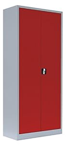 Lüllmann Flügeltürenschrank Metallschrank 530334 grau/rot
