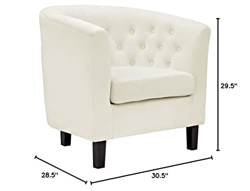 Modway Prospect Upholstered Velvet Contemporary Modern Accent Arm Chair In Ivory #TOP2