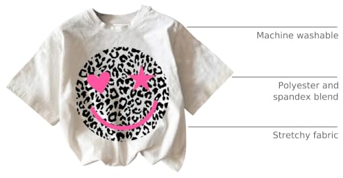 Image of WDIRARA Girl's Leopard Graphic T Shirt Crew Neck Short Sleeve Tee Shirts Cute Tops